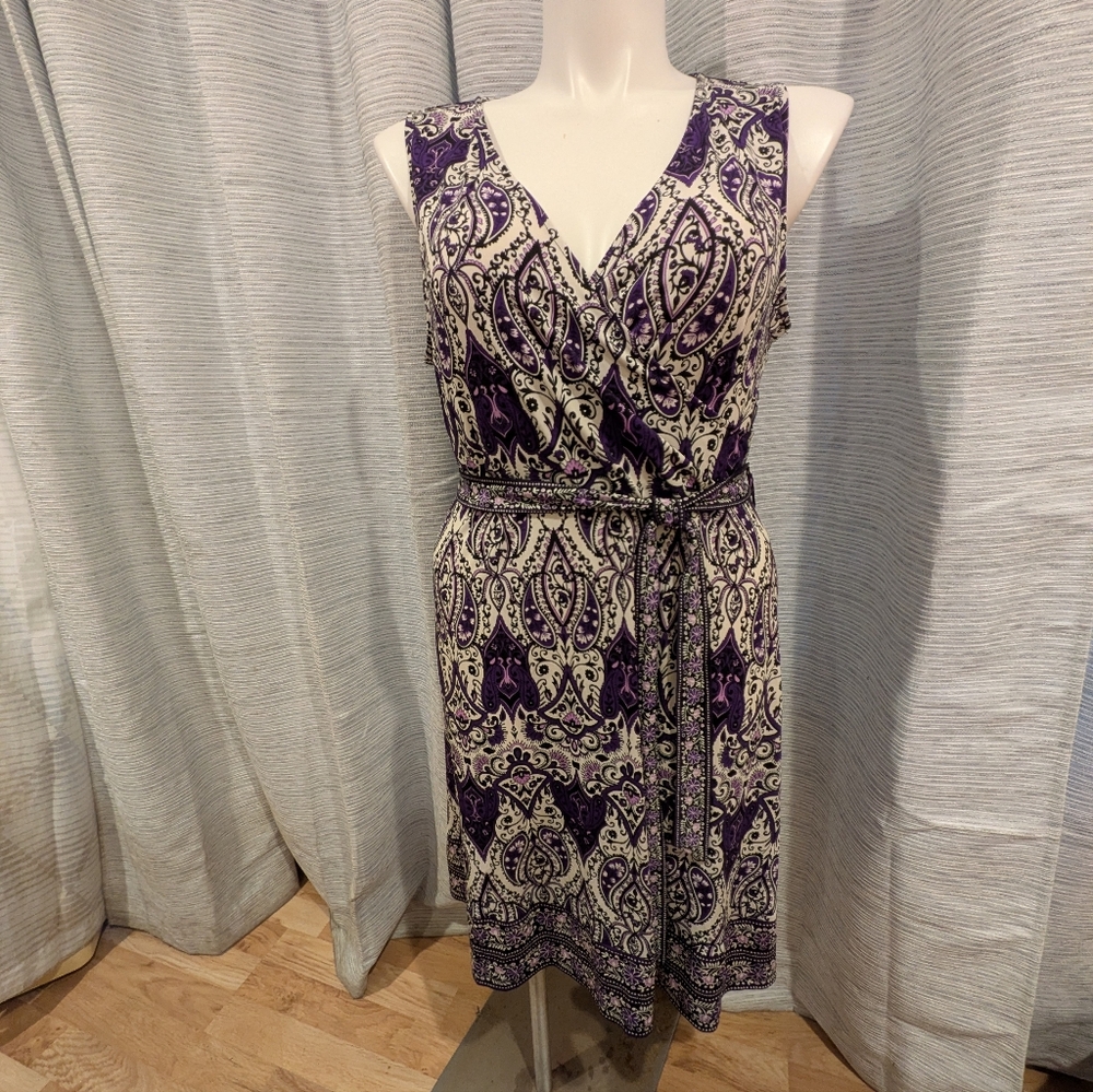 Apt 9 Purple and Cream Paisley Dress - XL